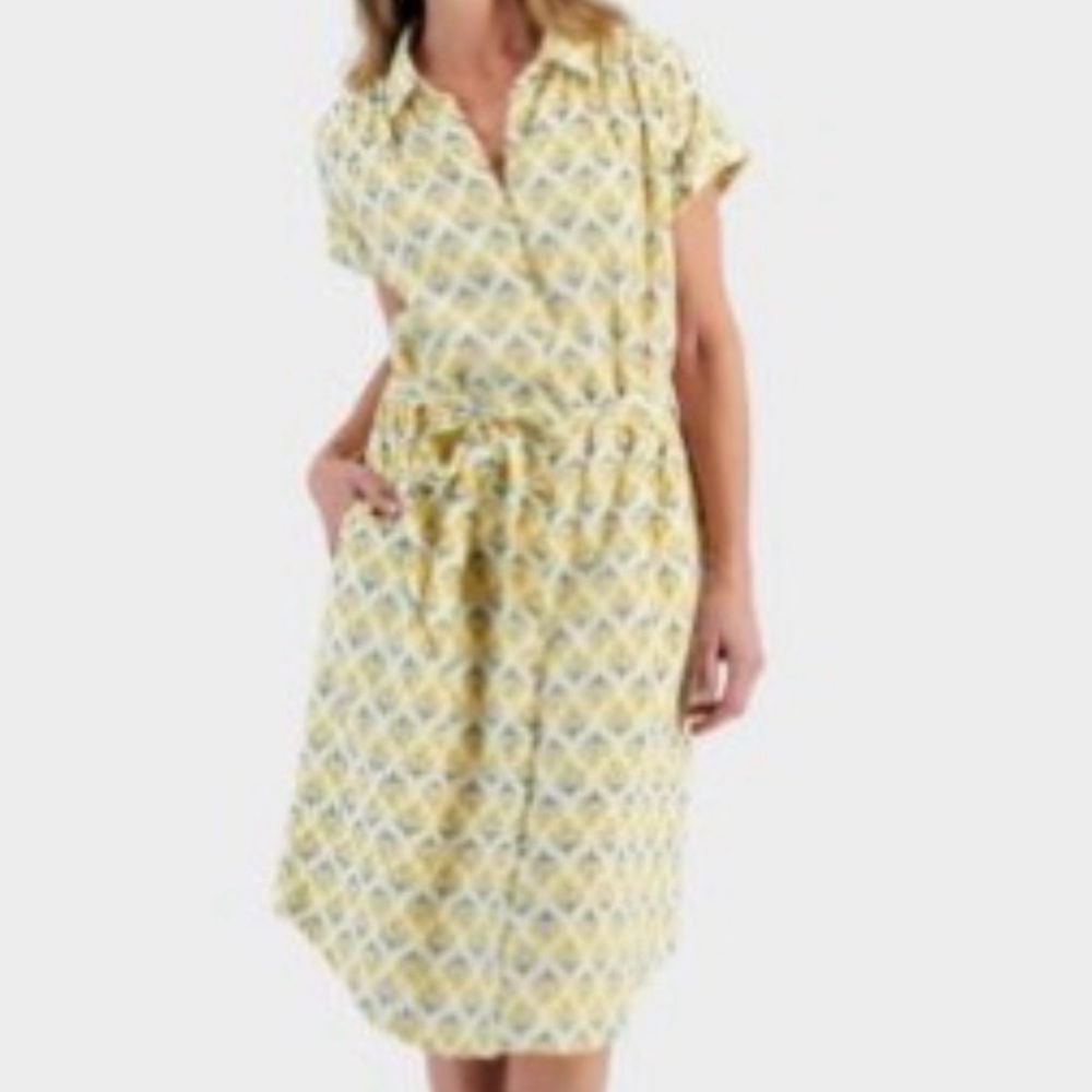 Style & Co. Yellow Geometric Midi Dress